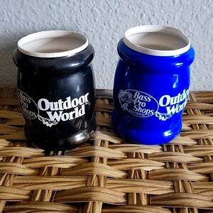 Two Vintage Bass Pro Shop 'Outdoor World' Can Koozies